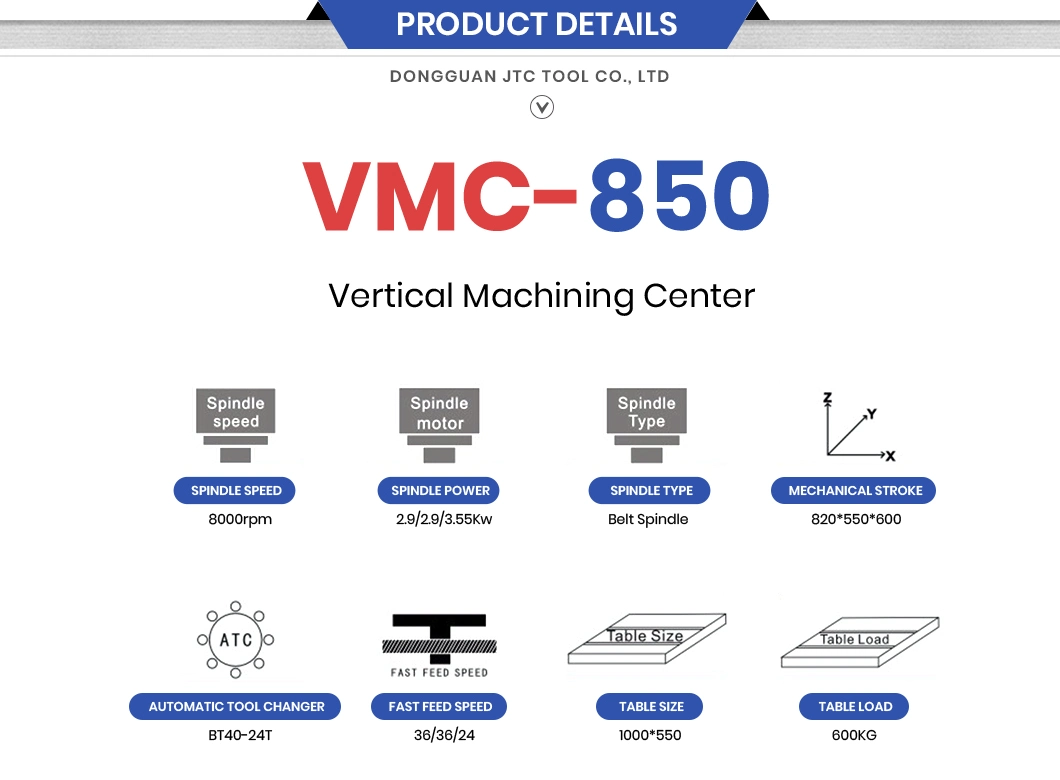 Jtc Tool 320 Table Travel Y mm 4 Axis CNC Wood Lathe Turning Machine Suppliers Vmc850 CNC Turn Mill Center Machine China Vertical Machining Center Machine